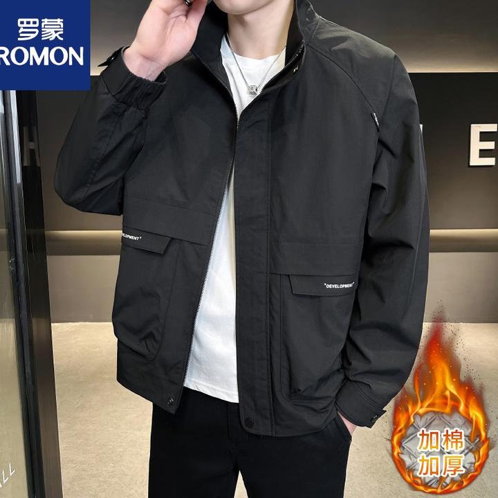 Romon/罗蒙秋冬季男加棉加厚抗寒零度韩版大口袋休闲百搭立领夹克