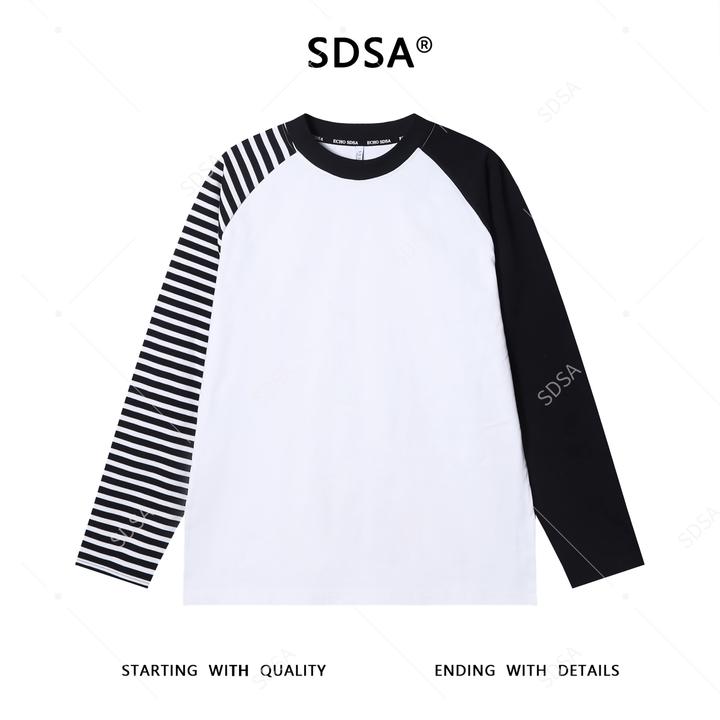 T4734男士秋冬新款痞帅男装韩版撞色拼接圆领长袖T恤百搭舒适上衣