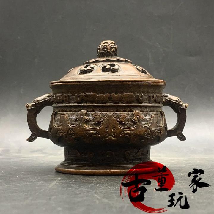 农村老物件香炉熏香六字箴言旧物瑞兽双耳熏香炉桌面摆件家用茶道