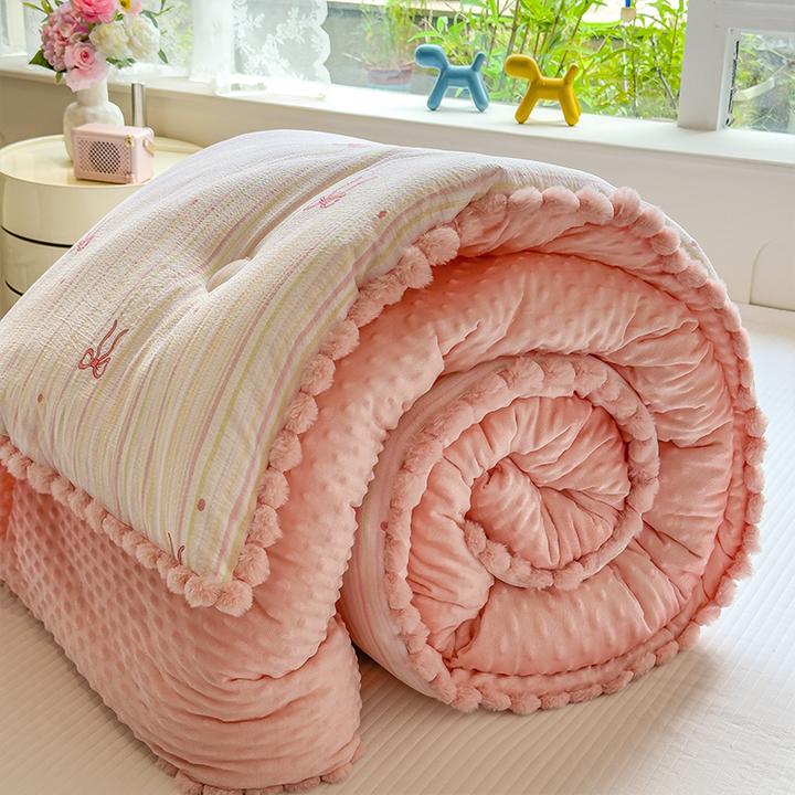 被子秋冬款加厚豆豆被被被芯网红毛毯盖被冬季四季褥子大豆纤维被