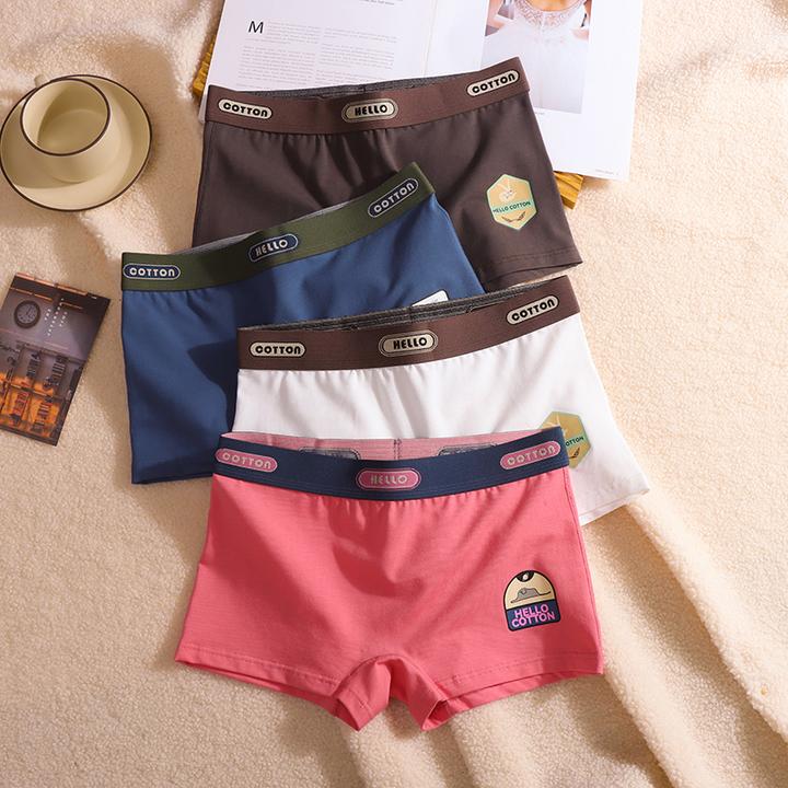 平角裤女纯棉女士内裤les帅t中腰舒适7A抗菌裆四角内裤女士短裤
