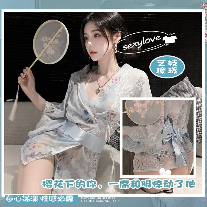 2025夏季和服浴袍套装制服诱惑印花日系蝴蝶结性感日式睡衣