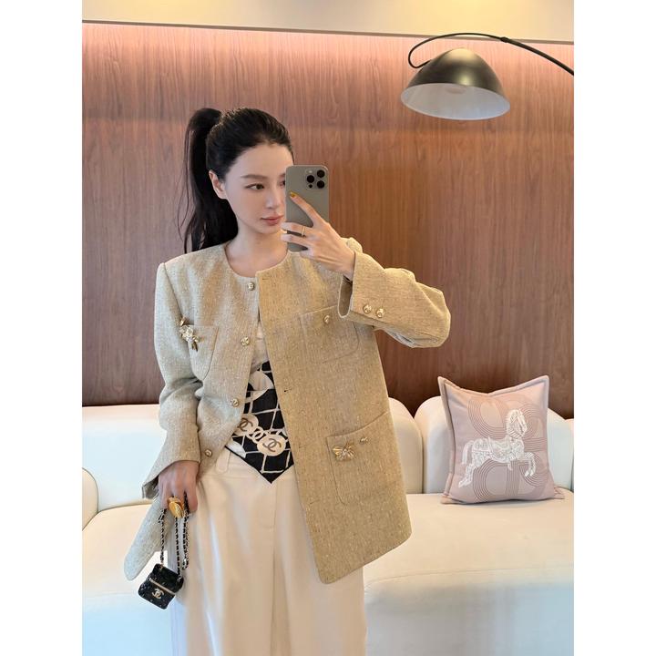 周淼【迷金夜宴】烫钻小香风外套女优雅贵气短外套ZM25W5135J