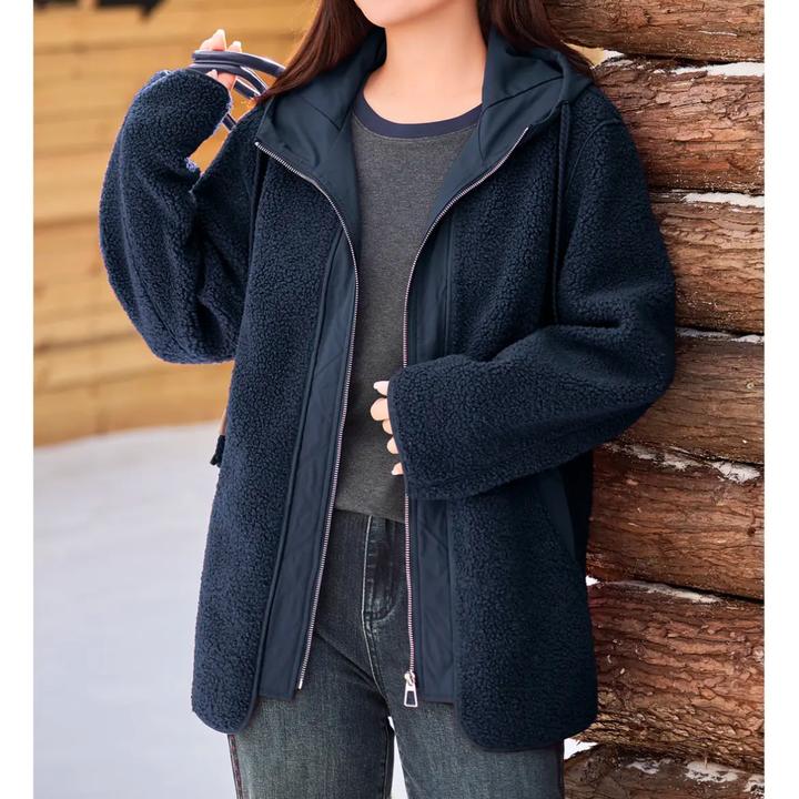 MsShe大码女装2025冬装仿羊羔毛麂皮绒皮毛一体外套T~A2510007