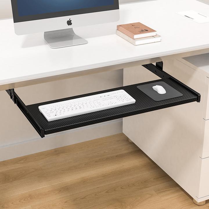 电脑桌键盘托架办公家用键盘拖实木木质托盘键盘抽屉静音吊装轨道