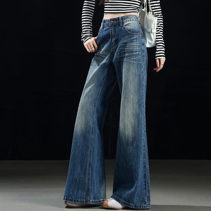 美式辣妹微辣牛仔裤女2026春季新款水洗直筒喇叭拖地裤显瘦长裤子