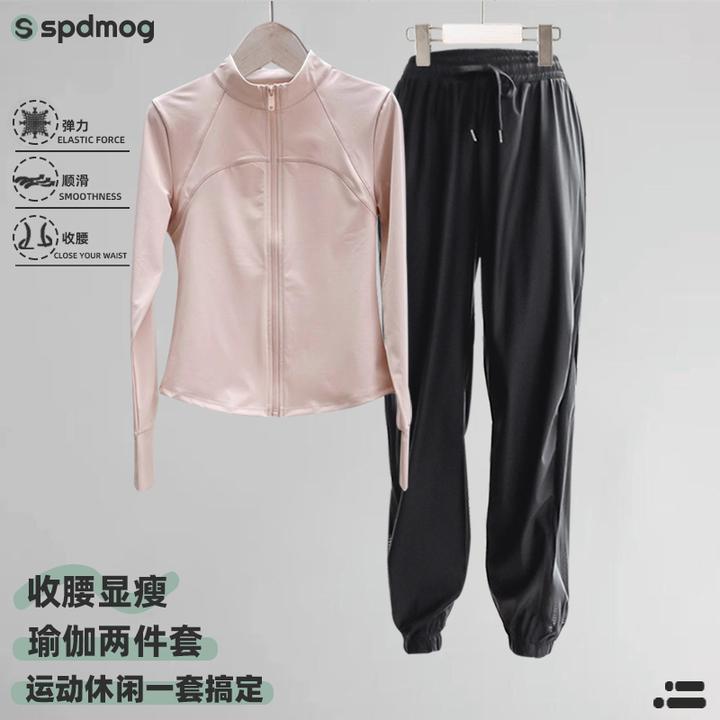 SPDMOG跑步运动套装女晨跑时尚户外打羽毛球训练宽松显瘦健身瑜伽