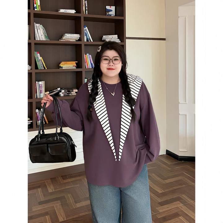 花契“雾岛流萤”大码女装冬季百搭200斤胖mm时尚披肩卫衣16122-X