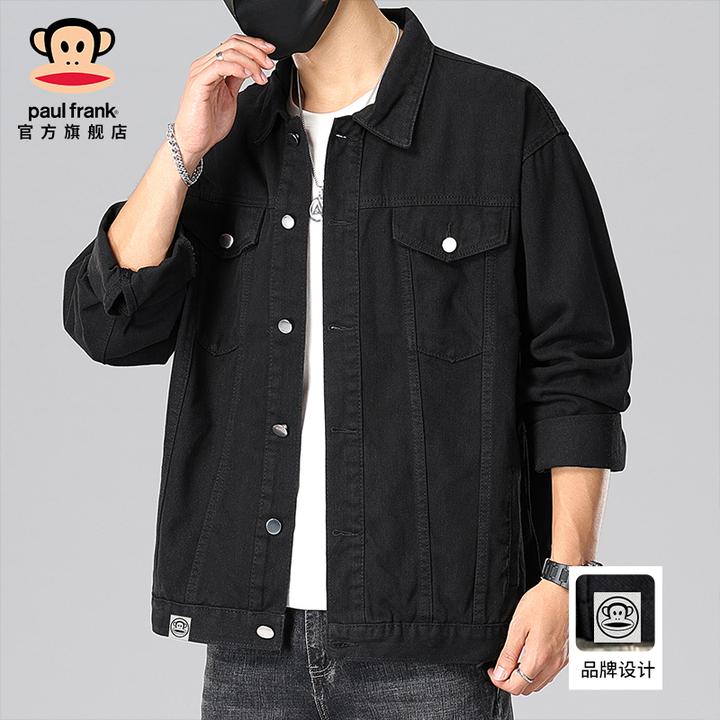 PaulFrank/大嘴猴美式牛仔外套男款秋季高级感痞帅黑色工装夹克男