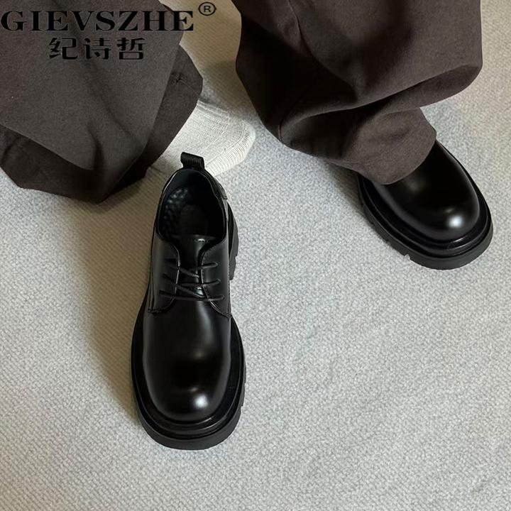 纪诗哲德比鞋男款厚底增高休闲皮鞋潮流轻奢早秋男款厚底德比皮鞋