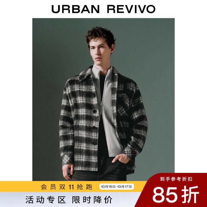 UR2025冬季新款男装休闲格纹毛绒夹克外套UMY150007+