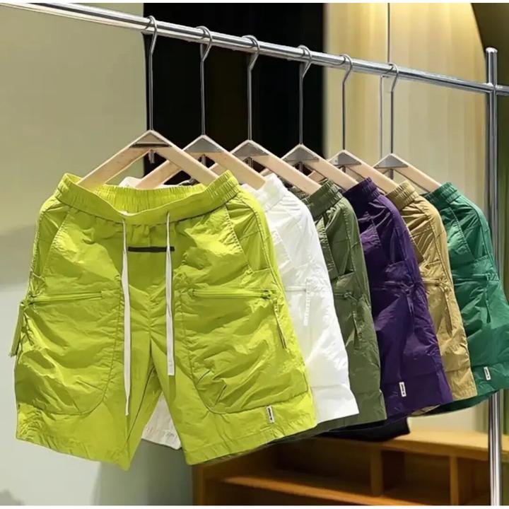 新款夏季工装风格男士速干休闲裤时尚透男士夏季速干三分沙滩裤