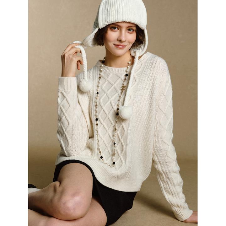 小岛微风“绞花控”康赛妮羊绒Colo*bo经典绞花针织羊绒衫M54MY0035