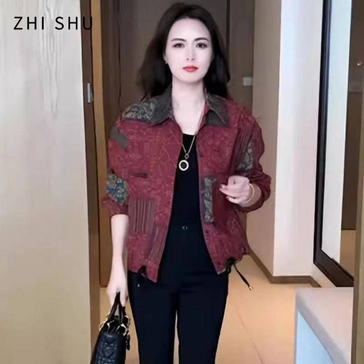 ZHISHU春秋时髦女外套洋气中年高档女装新时尚通勤长袖衬衫秋阔气