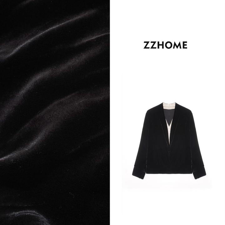ZOZO HOME ｜可持续时髦假两件套真丝丝绒上衣q171583p