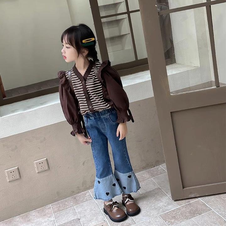 女童牛仔裤儿童秋装裤子2025新款洋气女孩喇叭裤时髦休闲裤