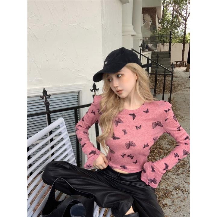 打底衫显瘦内搭针织辣妹修身圆领韩版秋冬百搭秋季套头蝴蝶针织圆