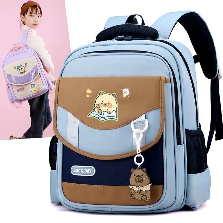 小熊书包小学生一到三年级男女生减负护脊大容量轻便通用双肩背包