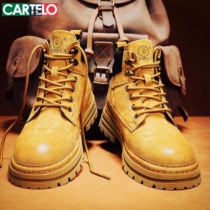 卡帝乐鳄鱼休闲马丁靴复古大黄靴2025新款时尚潮流靴子小白靴男款