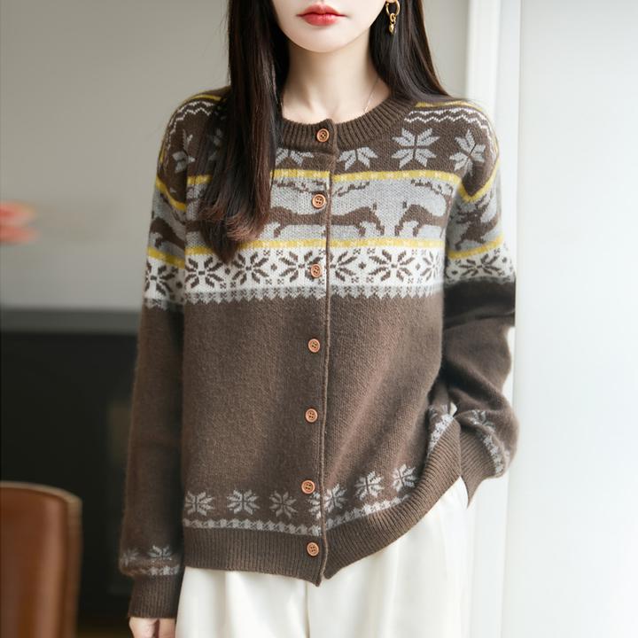 秋冬加厚女款百搭浣熊绒打底衫毛衣宽松短款上衣开衫费尔岛巨洋气