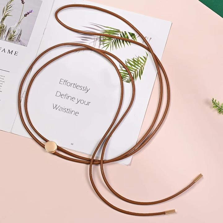 毛衣收腰带长款可调节时尚百搭简约软细皮绳连衣裙风衣西装配饰女