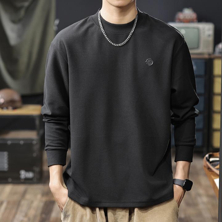 MR.MUDI/穆迪先生绒面亲肤保暖长袖T恤男秋季新款纯色内搭打底衫