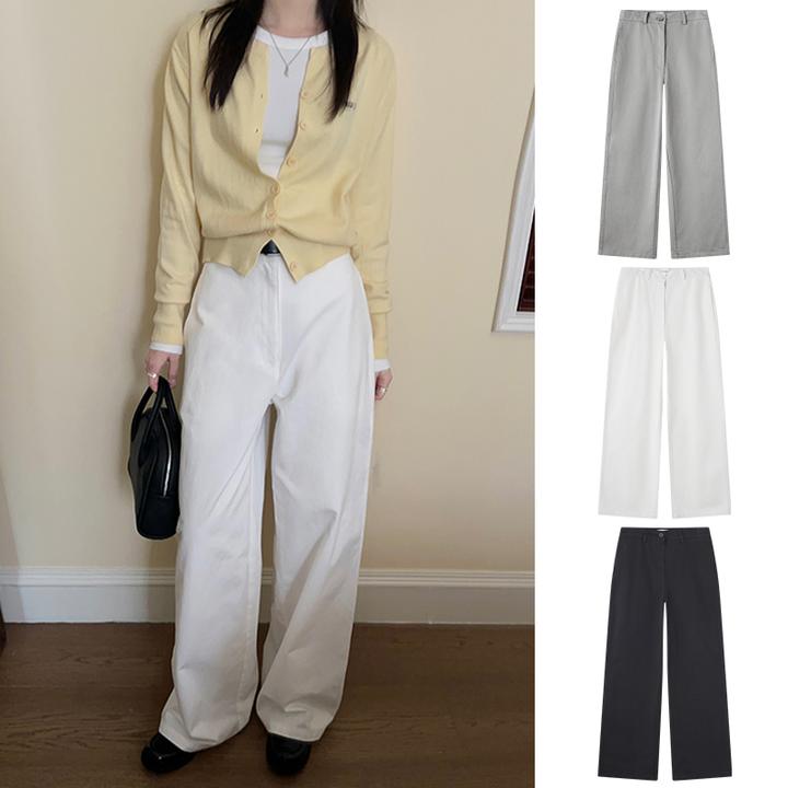 Miss sumeyY3550自制小众设计弯刀长裤春季高腰百搭宽松镰刀裤