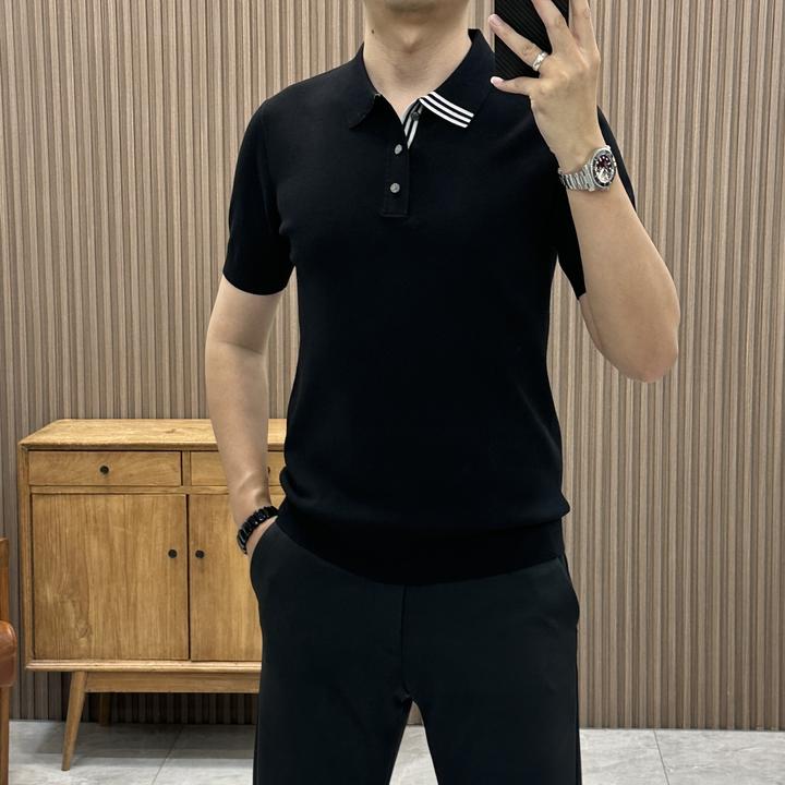 秋季新品短袖修身纯色Polo衫半袖针织休闲商务潮流针织衫85251