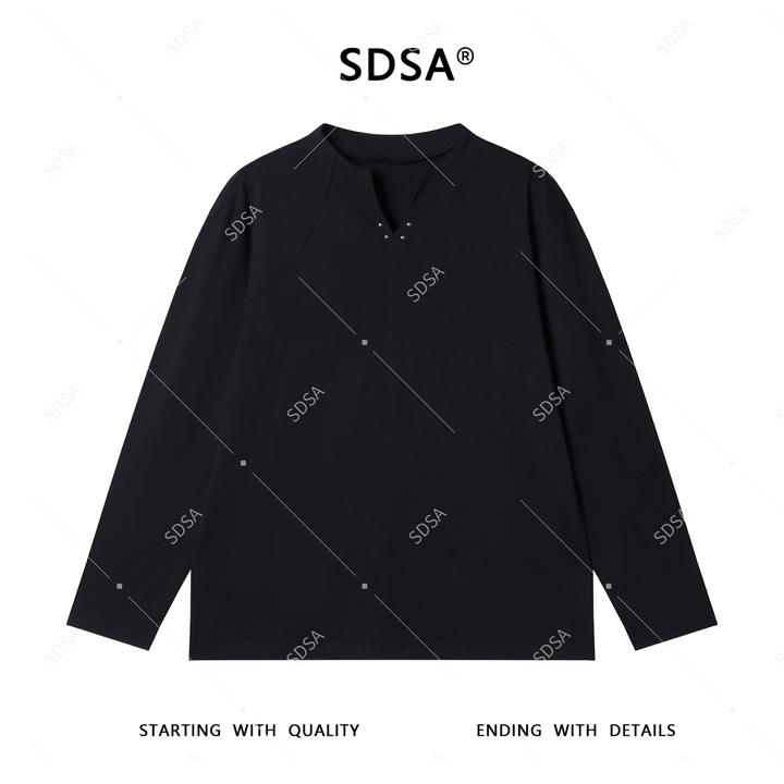 SDSA男士秋冬新款轻奢痞帅男装韩版小V领套头卫衣立体珠子时尚潮