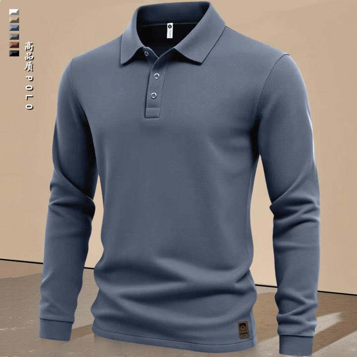 高品质翻领商务休闲纯色长袖打底时尚运动春秋T恤t男士正肩polo衫