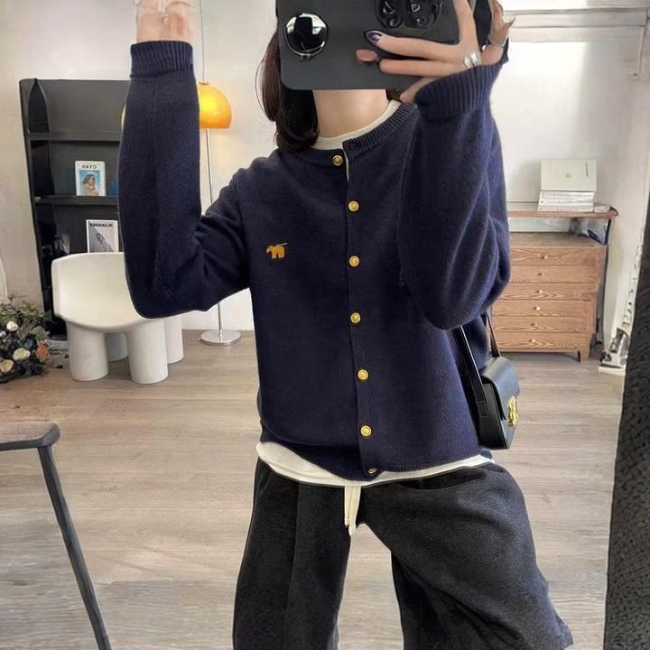 正品哥家圣诞小马红色毛衣女款2025球冬季新款高级感羊毛针织开衫