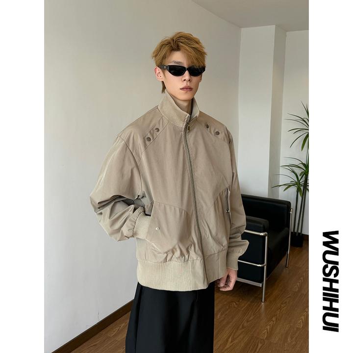 2025秋季新款立领短款夹克男休闲复古美式工装bomber外套上衣潮牌
