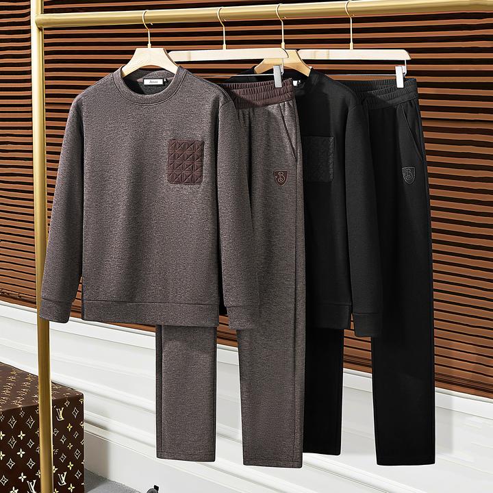 秋冬轻奢加厚保暖老钱风舒适高级感两件套男士卫衣休闲运动套装男