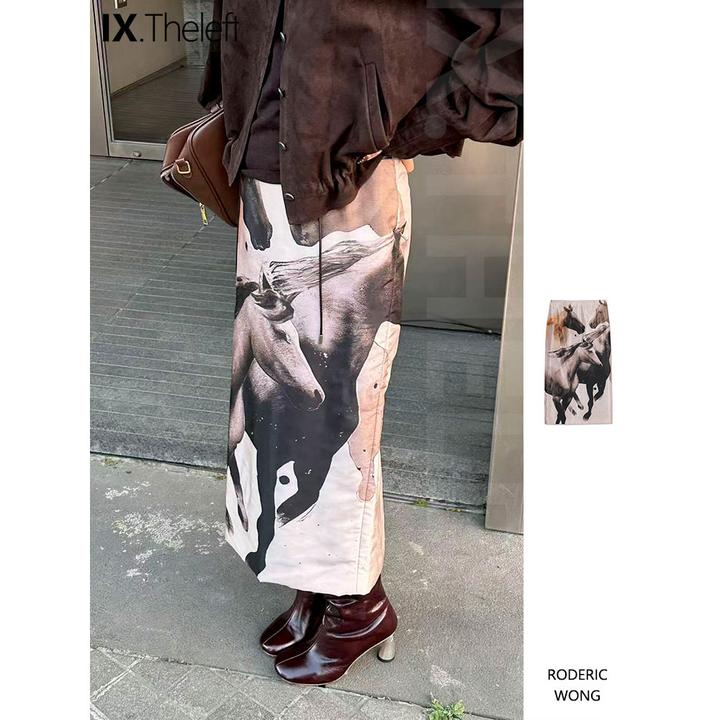 RODERIC WONG 设计师品牌 奔马印花夹棉半裙 IX买手店