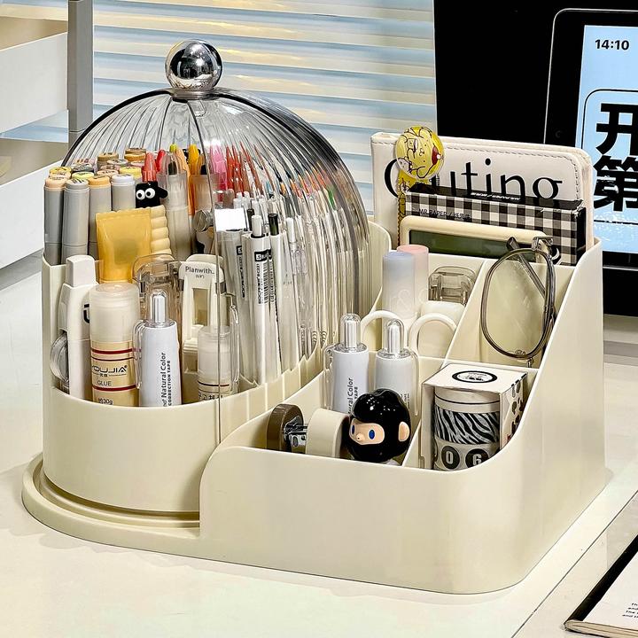 笔筒收纳盒学生办公室桌面文具盒儿童书桌上大容量旋转笔筒置物架