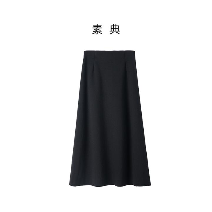 素典【百搭羊毛裙】纯色复古显瘦半身裙中长款秋冬休闲气质半裙5511