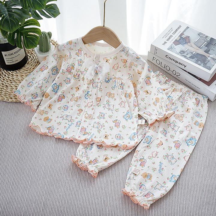 欣星雪夏季洋气薄款女宝分体衣a类女宝衣服小女宝空调服睡衣套装