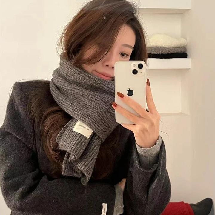 韩版2025新款红色围巾女冬季高级感圣诞节保暖加厚毛线围脖潮