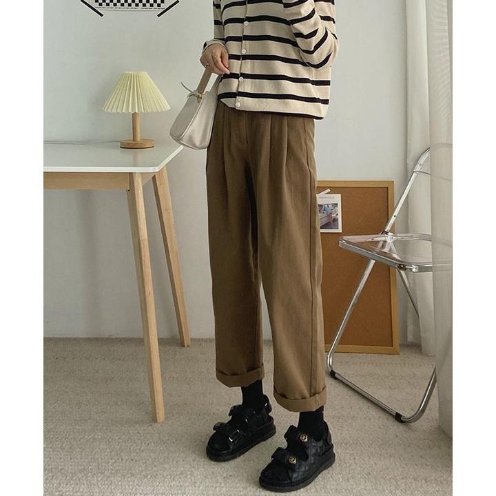 高腰阔腿裤小个子秋冬新款宽松外穿梨形身材百搭垂感哈伦直筒裤子