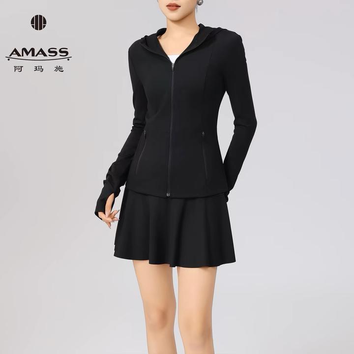 AMASS/阿玛施新款女装百搭正肩修身拉链立肤色无痕女士打底套装