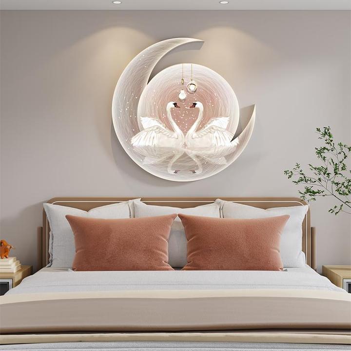轻奢天鹅现代卧室装饰画高级感主卧房间床头背景墙画酒店宾馆挂画