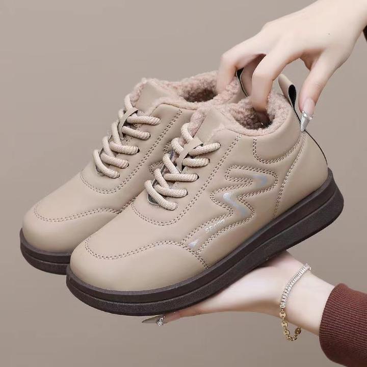 冬季新款女士棉鞋加绒保暖防滑休闲百搭雪地靴防滑面包鞋妈妈鞋