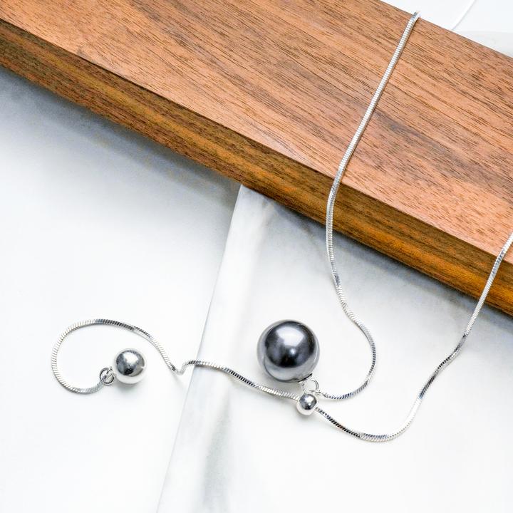 坠链均925银 法式复古经典抽拉蛇骨链珠珠毛衣链女轻奢气质百搭