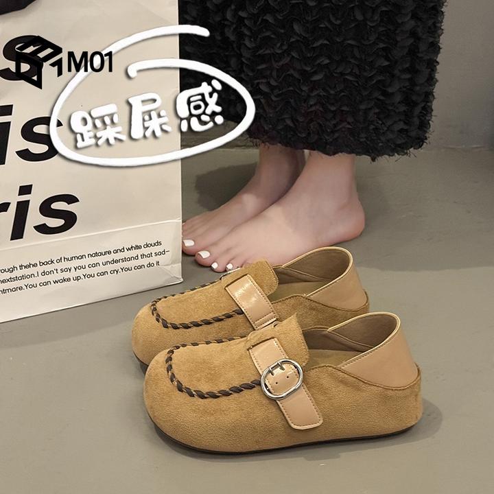 M01明星同款复古勃肯鞋女款一脚蹬两穿乐福鞋2025年新款休闲女鞋