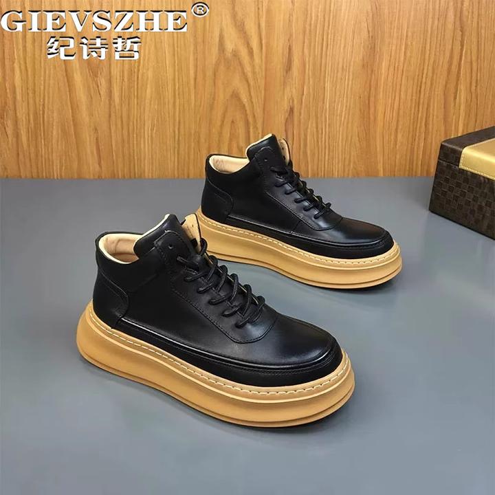 纪诗哲男鞋时尚百搭透气短靴男士潮流轻奢休闲鞋子轻便厚底马丁靴