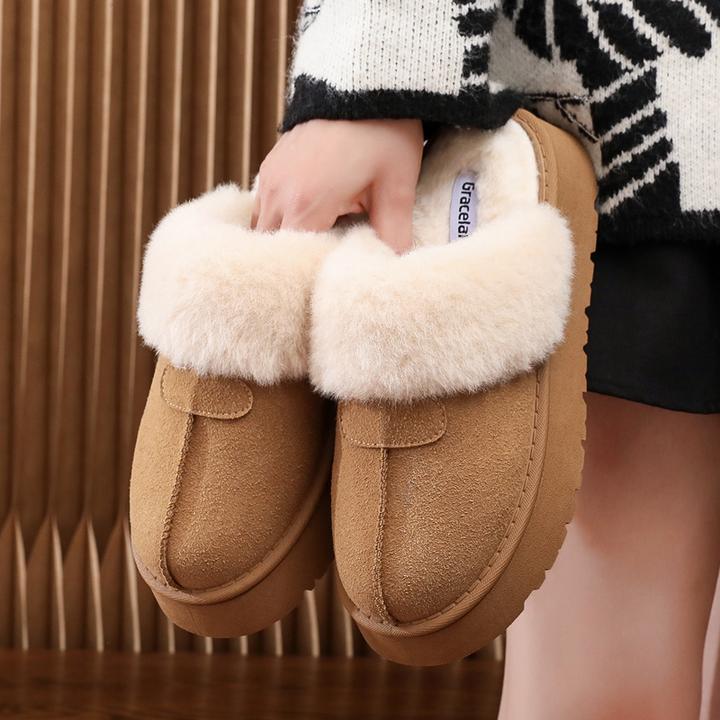 雪地靴女2025年冬季新款毛毛鞋拖鞋女厚底加厚加绒外穿真皮棉鞋女