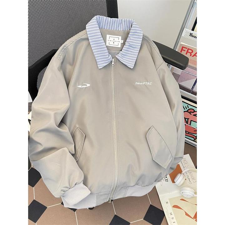 【TQUX官方正品】美式覆古假两件拼接翻领夹克男春秋季潮牌高级感