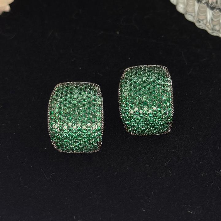铜合金耳饰 A114 绿色方块气质手工温柔气质优雅女神时尚耳环