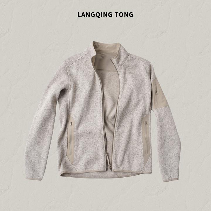 LANGQING 速热小火炉压胶拼接长袖加绒外套46665#