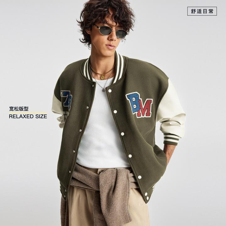 【复古回潮】BODYDREAM复古棒球服男休闲撞色拼接新款刺绣夹克外套